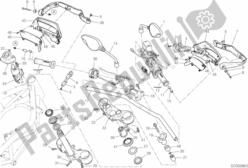 Tutte le parti per il Manubrio E Comandi del Ducati Hypermotard Hyperstrada 939 2016